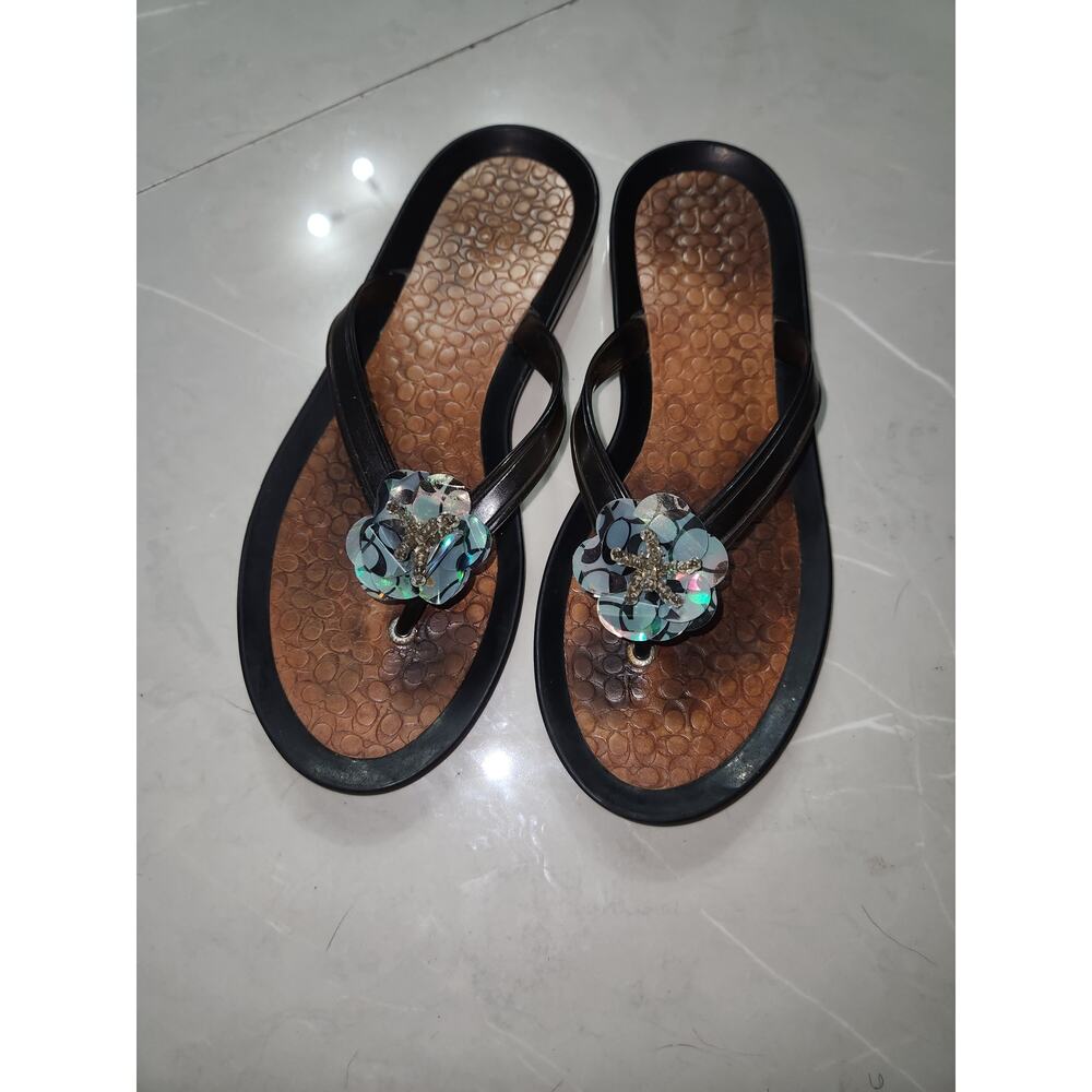 Coach signature rubber silicone sandals flip flops 9